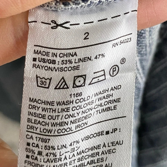 BANANA Republic Linen Striped Blue and White Short Sleeve Midi Wrap Dress Size 2 - Picture 7 of 15